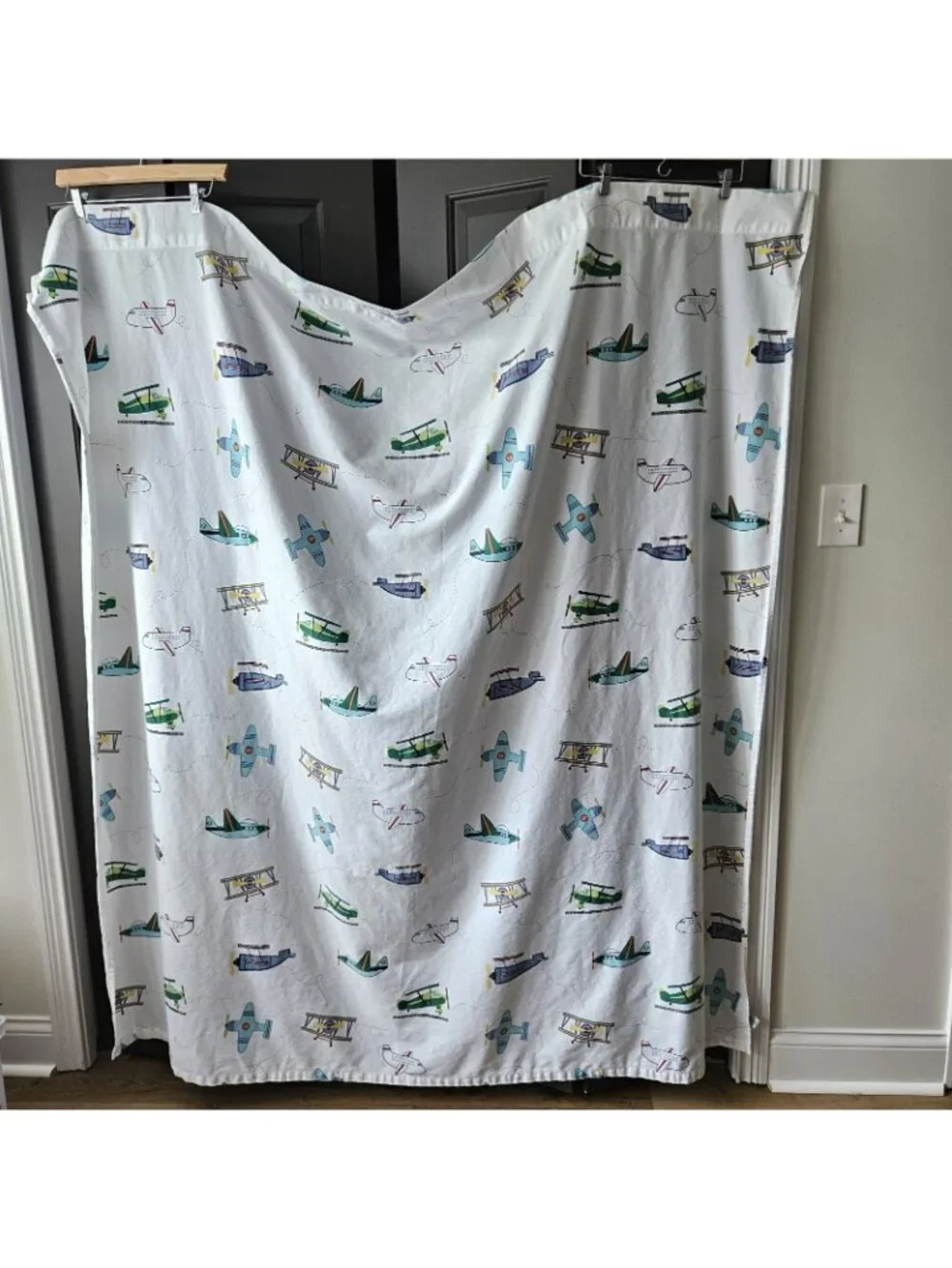 Authentic Kids Fabric Shower Curtain Airplanes Cotton Blend 72